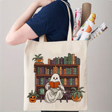 1pc Cute Halloween Ghost Print Tote Bag Women's Bags Spring Summer Canvas Shoulder Bag Shopping Bags