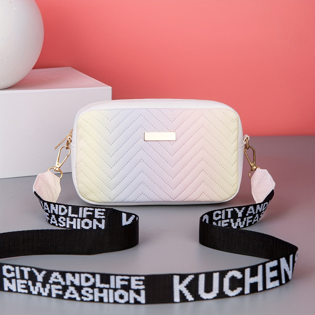 Chic Gradient Quilted Crossbody Bag - Durable PU Leather, Fashion-Forward Design - Versatile Shoulder Bag for Women