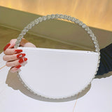 Luxurious Round Rhinestone Clutch Bag - Zipper Closure, Faux Leather Lining, Solid Color, Elegant Party Prom Wedding Handbag for Women - Trendy and Chic Evening Purse