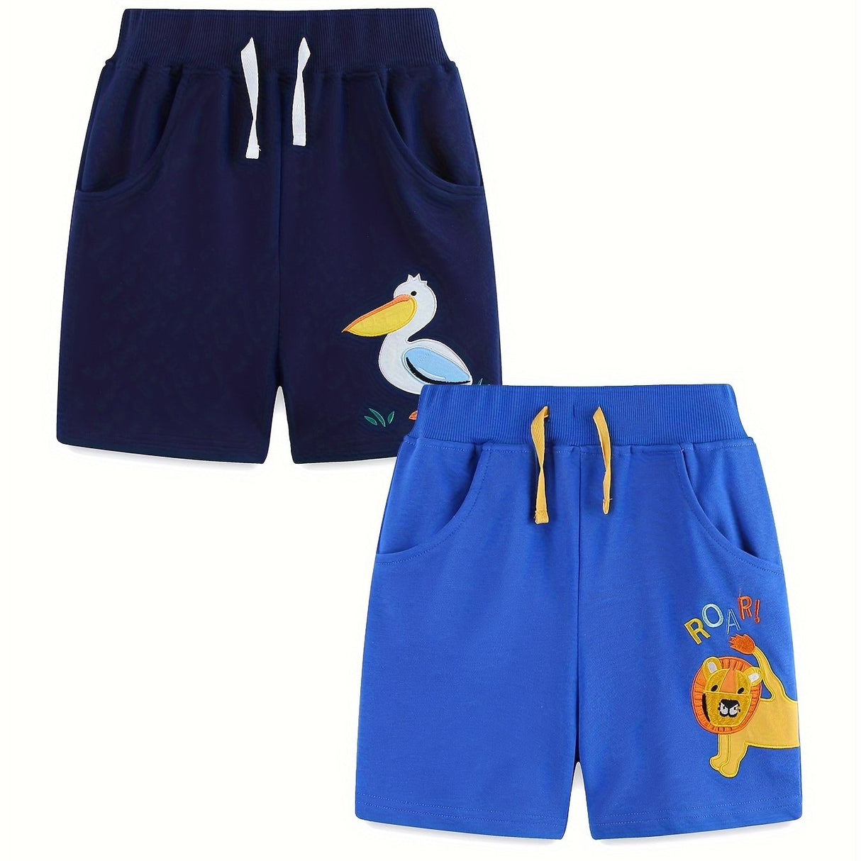 Toddler Boys Shorts 2 Piece Lion Animal Bird Graphic Cotton Casual Pants with Pockets Summer Outfit Kid Clothes