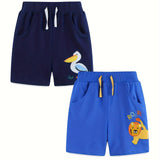 Toddler Boys Shorts 2 Piece Lion Animal Bird Graphic Cotton Casual Pants with Pockets Summer Outfit Kid Clothes