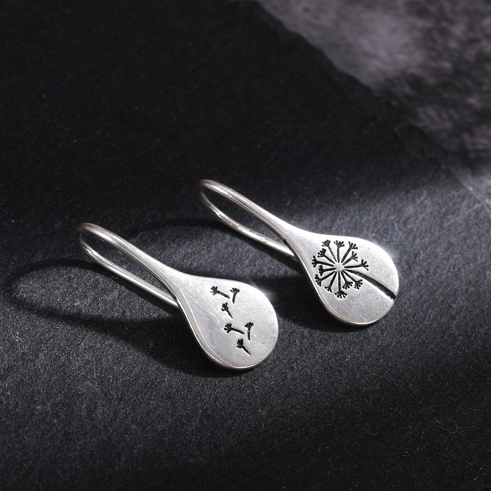 Exquisite Dandelion Drop Earrings - Simple Retro Design, Statement Jewelry for Women's Engagement or Wedding