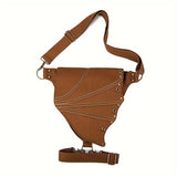 Punk Style Cotton Waist Pack for Women, Spiked Gothic Belt Bag with Large Capacity, Vintage Foldable Hip Pouch for Parties with Adjustable Strap, Lightweight with Snap Closure and Polyester Lining, Phone Holder Uncharged Bat