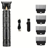 USB Rechargeable 320mAh Lithium Battery T9 Vintage Carving Men'S Electric Razor - Wet/Dry Shaving Clipper Body Hair Trimmer - ABS Plastic