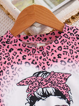 Girl's Camouflage Pattern 2pcs, Long Sleeve Top & Pants Set, Anime Sunglasses Girl Print Casual Outfits, Kids Clothes For Spring Fall