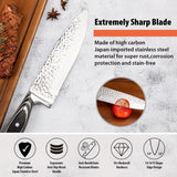 15-Piece Premium Kitchen Knife Set - Ultra Sharp High Carbon Japanese Stainless Steel Full-Tang Design with Irregular Hammer Pattern and Wooden Block Storage - Durable, Rust-Resistant, and Easy to Clean