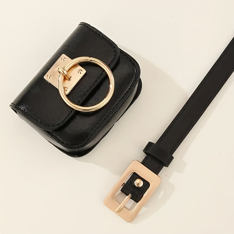 Womens Stylish Black PU Belt Bag - Trendy Crossbody & Waist Purse - Versatile Fanny Pack, Evening Clutch, Mini Handbag - Detachable, Adjustable, Secure - Fashion Accessory for Chic Style