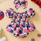 Baby Girl My 1st 4th of July Outfits, Baby Girl American Flag Print Romper 4th of July Baby Girl Outfits