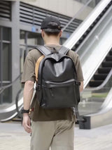 1pc Men's Fashion Travel Backpack, Student School Bag, PU Leather Casual Backpack