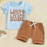 Toddler Boys 2pcs Shorts Sets Short Sleeve Letter Print Tops and Drawstring Shorts Sets, for Outdoor