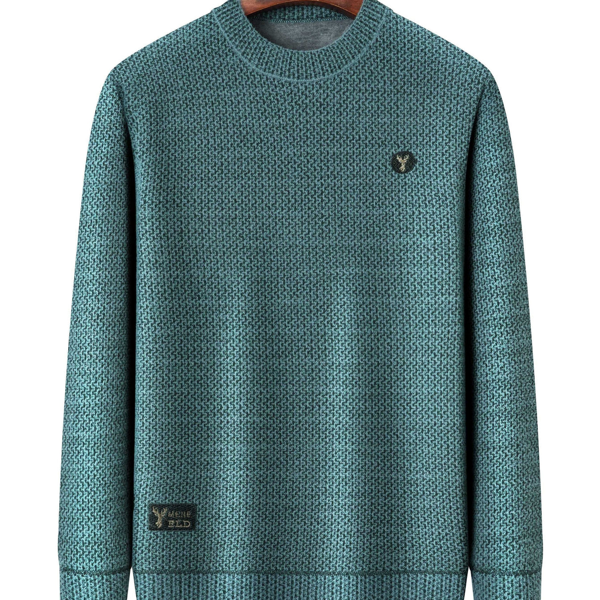 All Match Knitted Retro Sweater, Men's Casual Warm Mid Stretch Crew Neck Pullover Sweater For Men Fall Winter