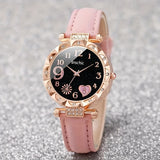 2pcs/set Women's Chic Quartz Heart-Shaped Watches and Sparkling Star Bracelet Set - an Elegant Gift For Her, The Perfect Choice For Valentine's Day