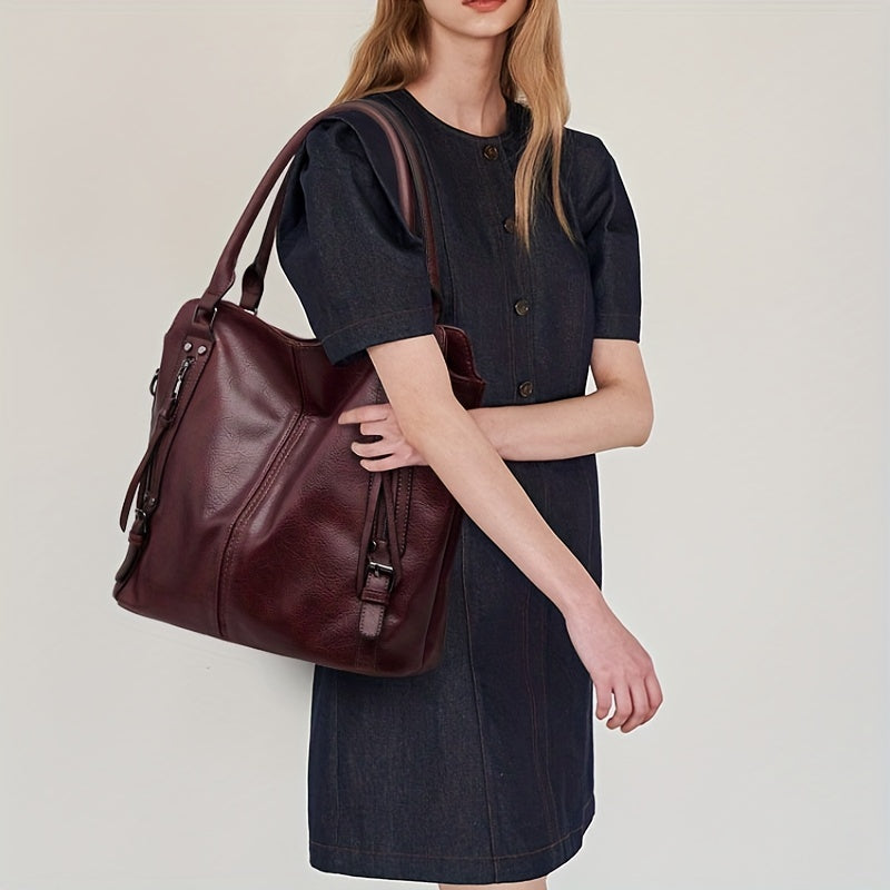 Luxurious Soft Leather Retro Tote Handbag - Spacious Multi-Pocket Design, Adjustable Shoulder Strap, and Stylish Crossbody Option - Perfect Mother's Day Gift or Everyday Essential for Ladies