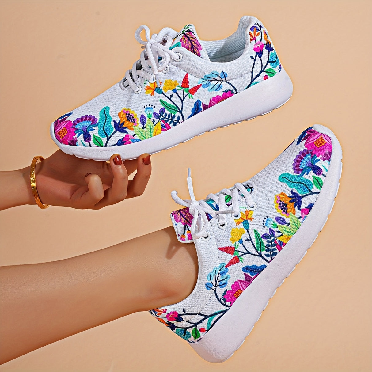 Popular Printed Running Shoes for Women - Breathable, Lightweight for Europe and America