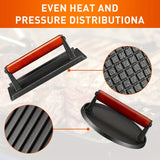 Heavy-Duty Cast Iron Burger Press Kit 7.08" Round & 8.3"X4.3"Rectangle Smash Presses with Wooden Handle-Perfect for Griddle, Grill, and Sandwich Cooking