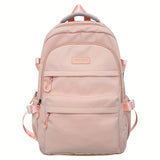 New Fashionable Large-capacity Backpack, Unisex Casual Trend Backpack, Simple Solid Color Versatile School Bag