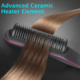 2-in-1 Ceramic Hair Straightener Brush - Advanced, All-in-One Styling Tool with Quick-Heat Tech & LCD Display - Perfect for All Hair Types, Daily Use & Stylish Womens Gift