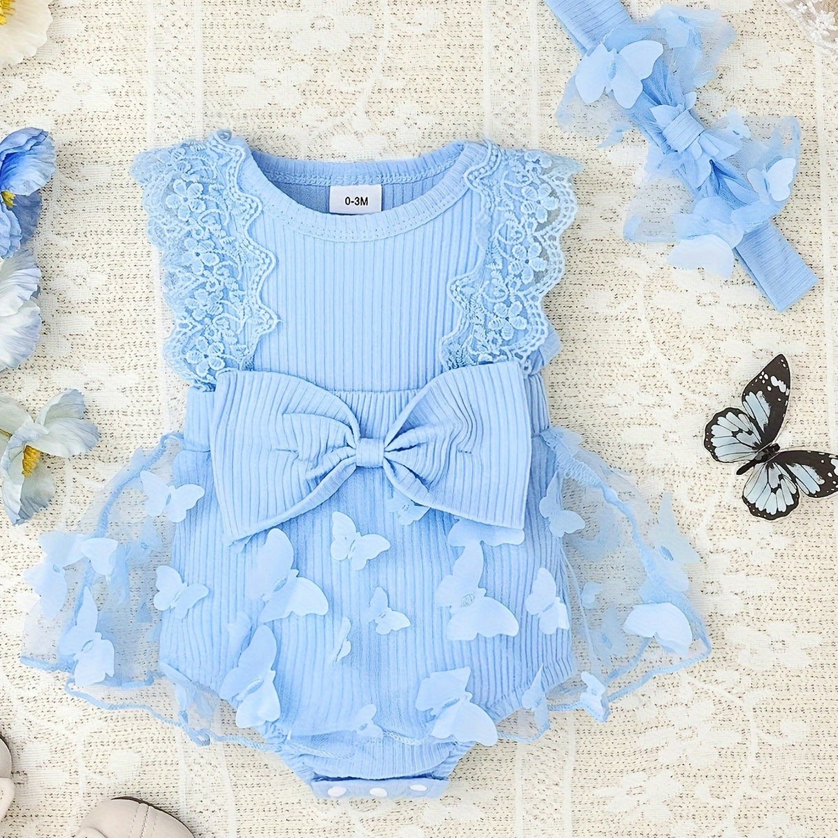 Baby Girl Clothes Newborn Romper Dress Infant Lace Ruffle Sleeveless Summer one-piece Outfits with Headband 0-12 Months