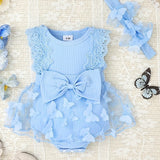 Baby Girl Clothes Newborn Romper Dress Infant Lace Ruffle Sleeveless Summer one-piece Outfits with Headband 0-12 Months