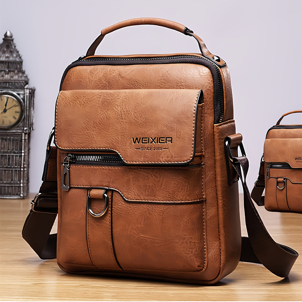 Men'S Authentic Leather Messenger Bag Vintage Style Business Handbag