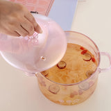 2 Pack -1500ml/50.7oz - Household Pink Double Ear Glass Pot, Double Handle Soup Health Pot, Electric Pot For Soup, Open Fire Stew Pot, Innovative Pink Glass Pot - Pink Girl Cute Cooking Pot