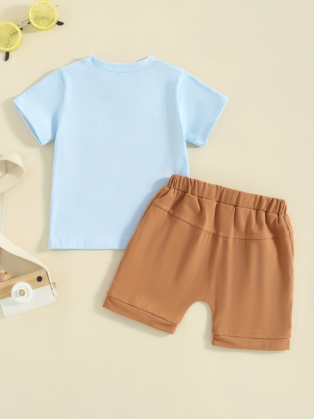 Toddler Boys 2pcs Shorts Sets Short Sleeve Letter Print Tops and Drawstring Shorts Sets, for Outdoor