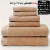 6-Piece Luxury Cotton Towel Set - Ultra-Absorbent, Quick-Drying, Super Soft, and Thickened for Bathroom Essentials - Complete Home Bathroom Supplies with 2 Washcloths, 2 Hand Towels, and 2 Bath Towels