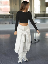 Womens Long Sleeve Shirts Ribbed Crop Tops Workout Slim Fit Crew Neck Stretchy Fitted Tee