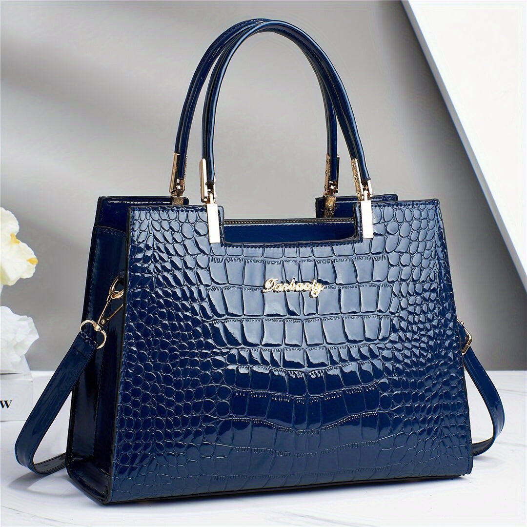 1pc Elegant Crocodile Pattern Leather Handbag, Multifunctional Crossbody Bag with Versatile Design for Women's Outdoor Travel