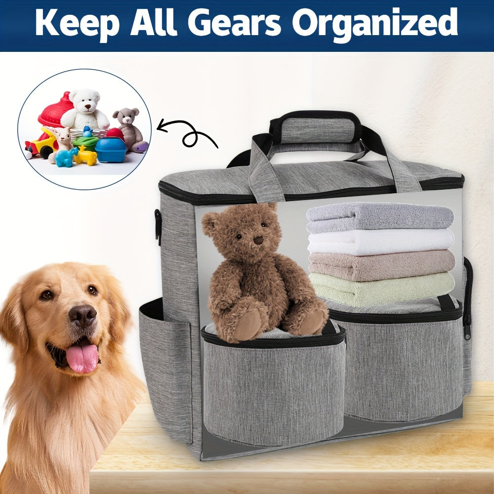 Travel Bag for Pets, a Weekend Travel Set for Dogs And Cats, Airline-Approved Tote Bag with Storage, Featuring Multiple Pockets, 2 Pet Food Containers, And 2 Collapsible Silicone Bowls.