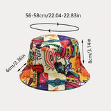 Abstract Cartoon Graffiti Bucket Hat Trend Print Casual Fisherman Cap Unisex Sunscreen Basin Hats For Women Men