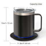 Electric Coffee Mug Warmer Set For Desk - Heating Base & Lid - Intelligent Mug For Heating Milk, Tea & Hot Chocolate - Keeps Drinks Up To 131°F/55°C - Perfect Gift For Coffee Lovers