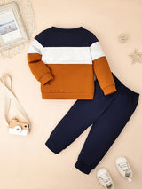 CETEPY Toddler Baby Boys Clothes Autumn Winter Outfits Color Block Long-sleeved Top + Trousers wIth Pockets Sets 12 Months-5 Years, for Outdoor