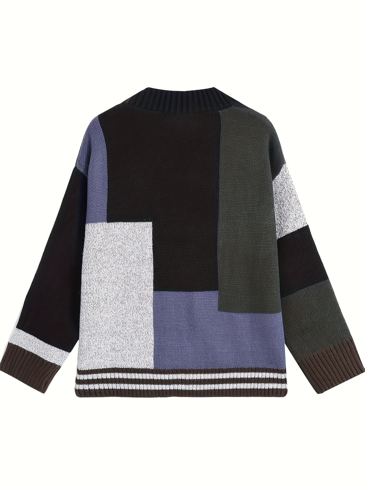 Spring & Autumn Color Spliced Knit Cardigan Sweater for Men & Women - V-Neck Casual Sweater