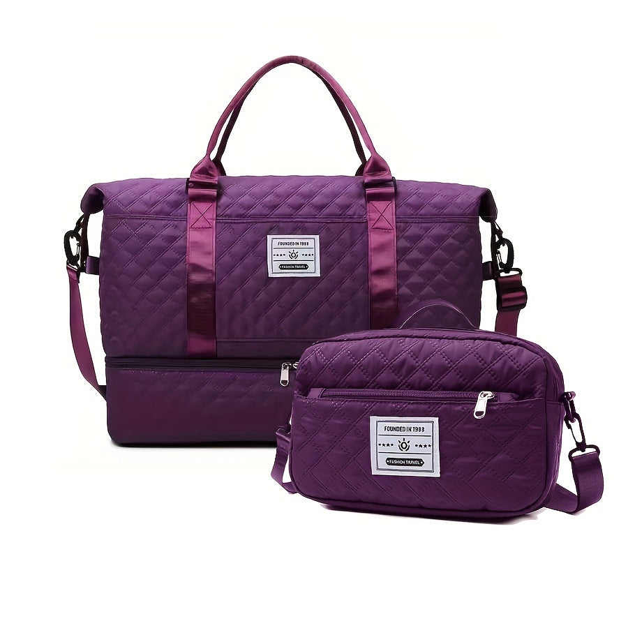 Large Capacity Travel Duffel Bag in Oxford Fabric, Portable Sports Gym Storage Bag, Weekend Overnight Bag for Women