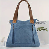 Large Capacity Canvas Tote Bag, Durable Lightweight Crossbody Bag, Casual Practical Commuter Bag