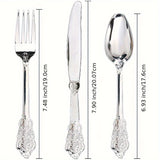 120 Forks, 120 Spoons, 120 Knives - 360 Pieces Heavyweight Silver Plastic Disposable Flatware Silverware