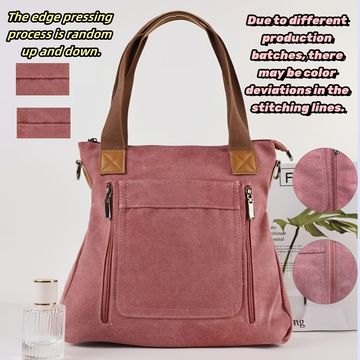 Large Capacity Canvas Tote Bag, Durable Lightweight Crossbody Bag, Casual Practical Commuter Bag