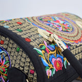 Vintage Embroidered Boston Bag, Retro Bohemian Tote Bag, Women's Ethnic Style Handbag & Purse