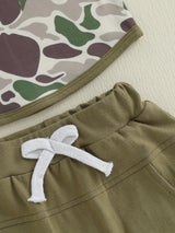 0-3T Toddler Boys Summer Outfits Camouflage Hooded Sleeveless Tank Tops Elastic Waist Shorts Cute Clothes Set, for Outdoor