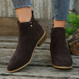 Pointed Toe Ankle Boots - Chunky Heels, Stylish, Comfortable for Daily Wear