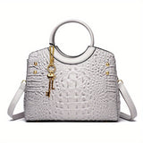Premium Luxury Crocodile Pattern Handbag - Timeless Vintage Satchel for Women - Stylish Top Handle, Versatile Shoulder & Crossbody Bag - A Fashion Must-Have for Daily Wear