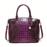 Chic Crocodile Embossed Womens Handbag - Top Handle Satchel with Roomy Interior & Convertible Crossbody Strap - Fashion Purse for Everyday Style