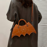 Bat Wing Shaped Crossbody Bag, Halloween Novelty Handbag, Gothic PU Leather Coin Purse