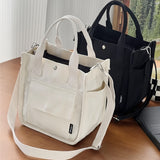 Mini Canvas Tote Bag With Top Handle, Multi Pockets Crossbody Bag, Portable Lunch Box Storage Bag