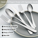 60/90pcs Stainless Steel Tableware, Western Dining Silverware, Steak Knife, Salad Fork, Coffee Dessert Spoons, Cutlery Set with Gift Box for 12 Persons, Dishwasher Safe, Kitchen Accessories,Halloween,Weddings