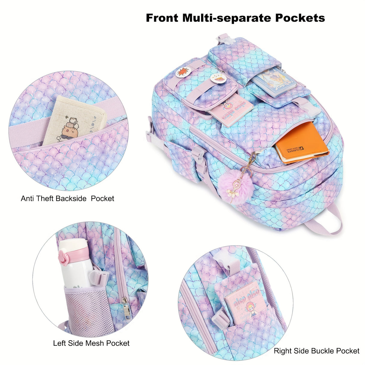 Girls Backpack, 15.6 Inch Laptop School Bag Large Primary Elementary Middle College Bookbags Kids Backpacks for Teens Girls Women Students Anti Theft Travel Daypack