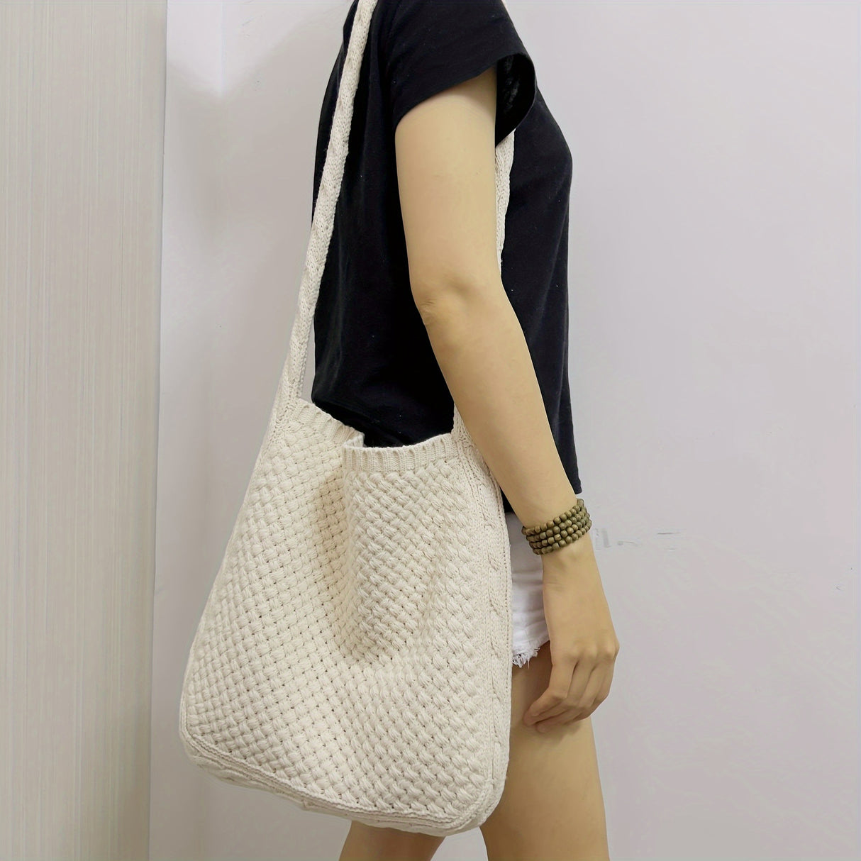 Trendy Literary Crochet Hobo Bag - Hollow Out Knitted, Crossbody, Stylish, Fashionable, and Spacious Handbag for Women