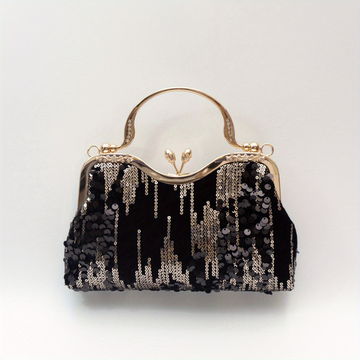 Luxurious Sequins Velvet Evening Clutch Bag - Women's Elegant Handbags for Banquet Wedding Party - Glitter Top Ring, Velvet Fabric, Small Size, Stylish Accessory for Formal Occasions