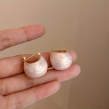 Chunky Enamel Hoop Earrings Simple Japanese / Korean Style Copper 18K Gold Plated Jewelry Trendy Female Gift